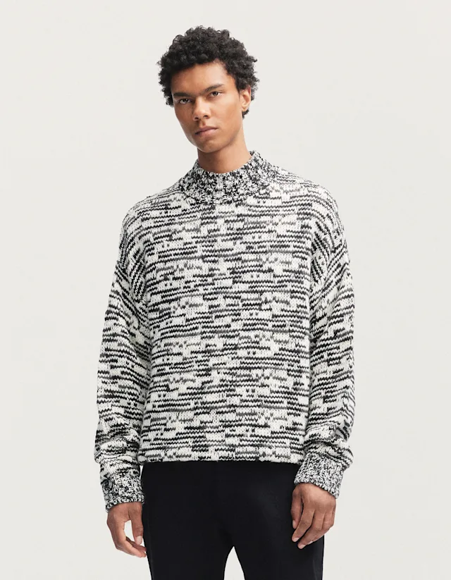 denham MAXY CHUNKY SWEATER Mouline Black - Classic Fit