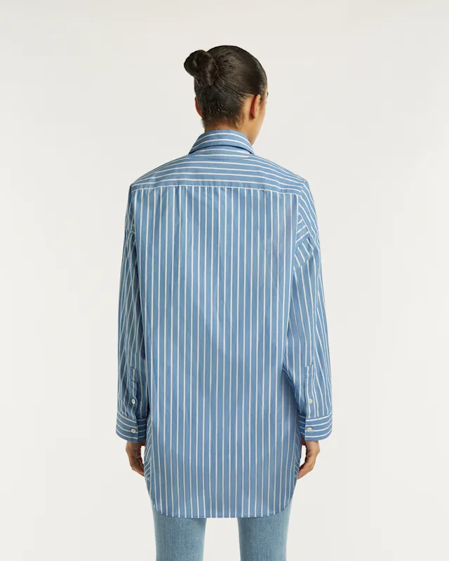 Denham MIKA SHIRT Striped Cotton Poplin - Oversized Fit