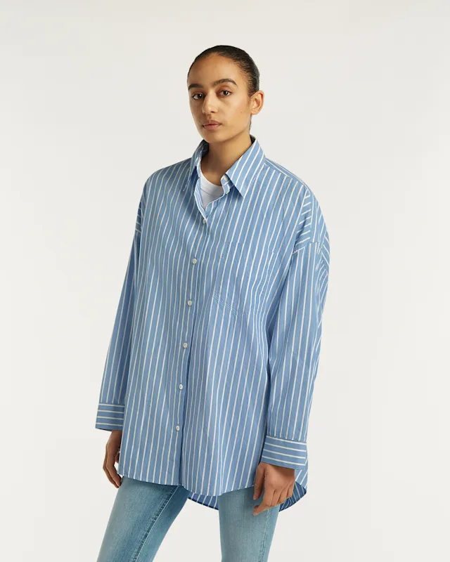 Denham MIKA SHIRT Striped Cotton Poplin - Oversized Fit