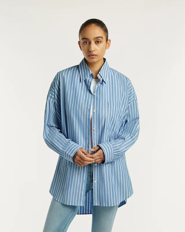 denham MIKA SHIRT Striped Cotton Poplin - Oversized Fit