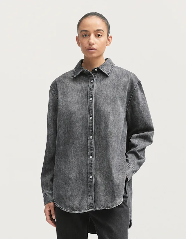 Denham NAYOKO DENIM SHIRT Medium Soft Worn Black - Oversized Fit