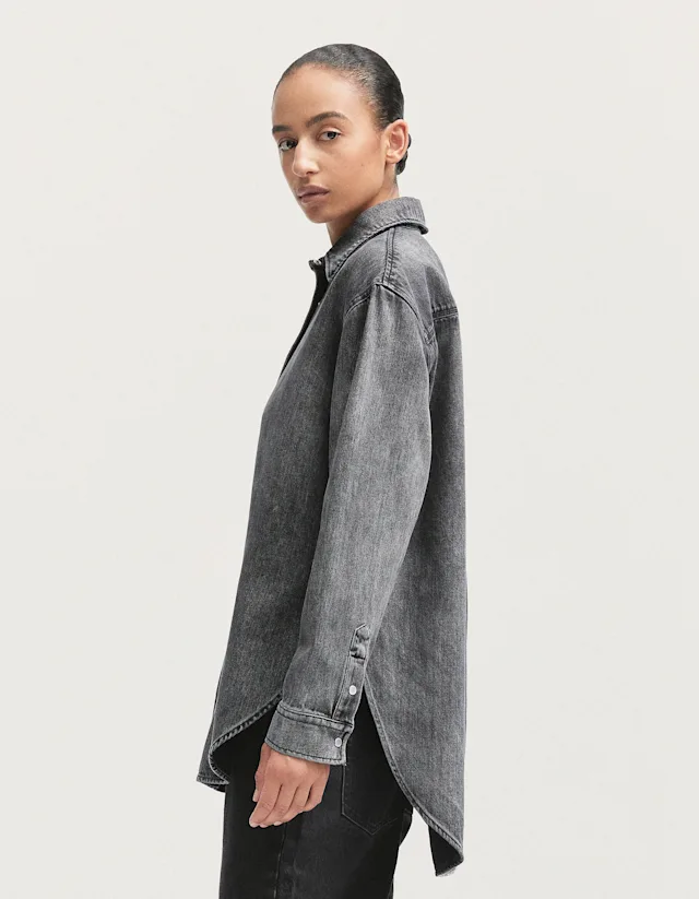 Denham NAYOKO DENIM SHIRT Medium Soft Worn Black - Oversized Fit