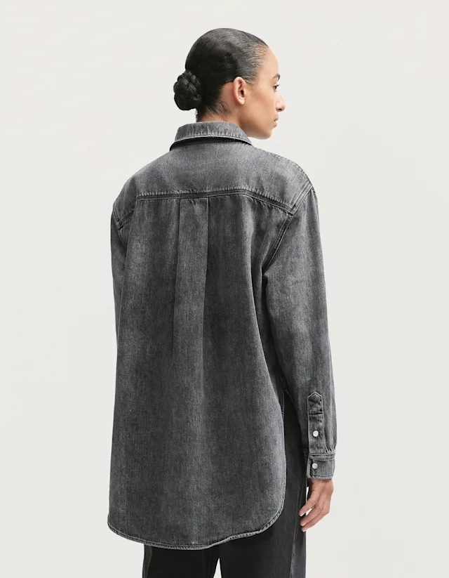 Denham NAYOKO DENIM SHIRT Medium Soft Worn Black - Oversized Fit