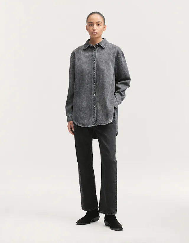 denham NAYOKO DENIM SHIRT Medium Soft Worn Black - Oversized Fit