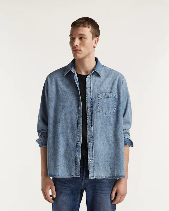 denham NOAH SHIRT Candiani Light Rinsed - Classic Fit