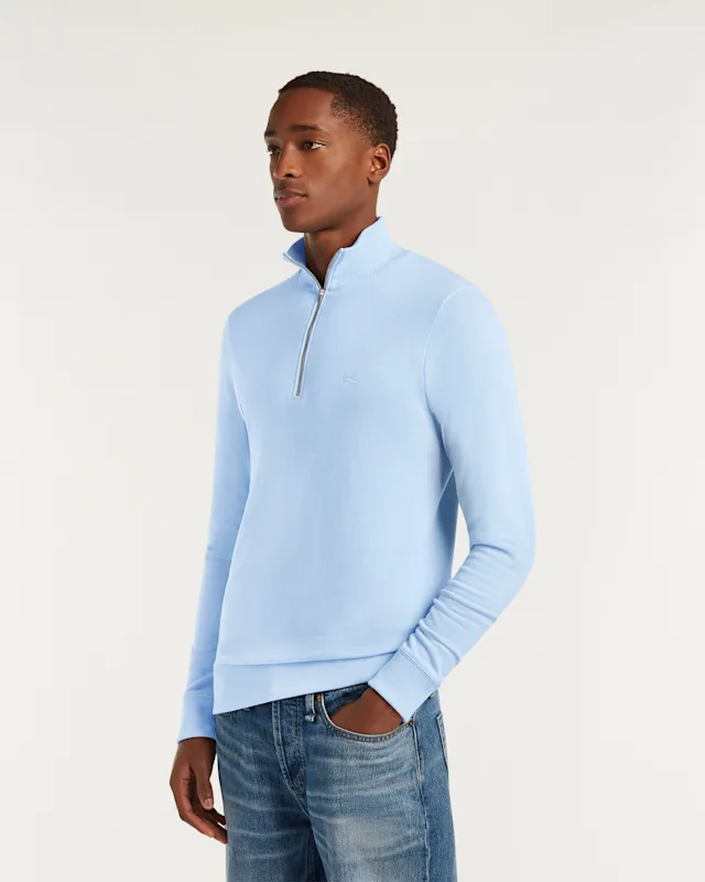 Denham ROGER HALF ZIP Cotton Melange Jersey - Regular Fit
