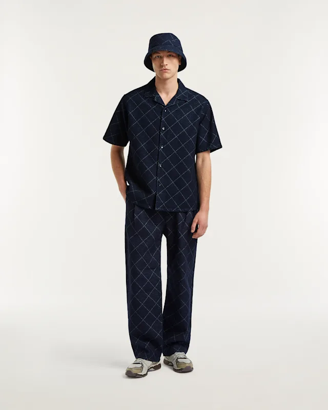 denham SASUKE PLEATED PANT Indigo Jacquard - Wide Fit