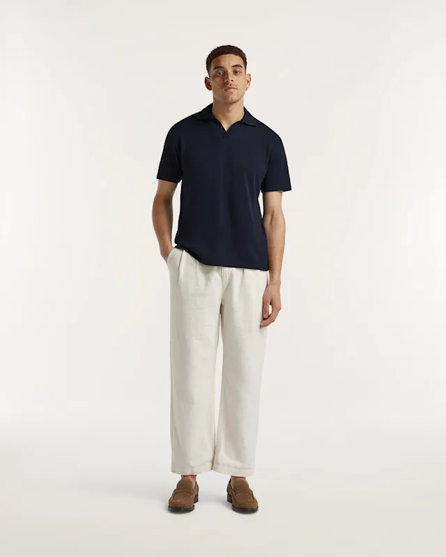 denham SASUKE PLEATED PANT Structured Cotton Linen - Wide Fit