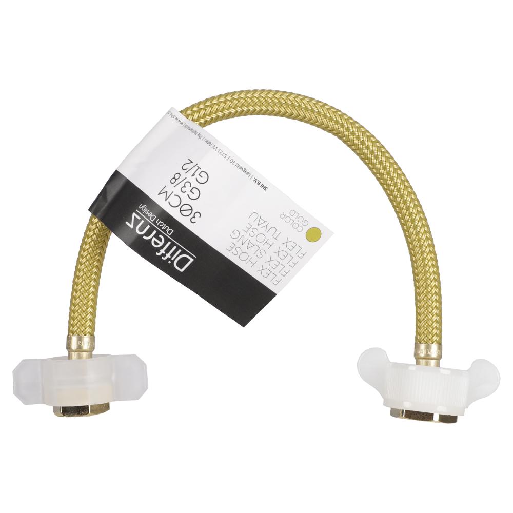 Differnz Differnz Aansluitslang – Flexibel G3/8-G1/2 – 30 Cm – Goud