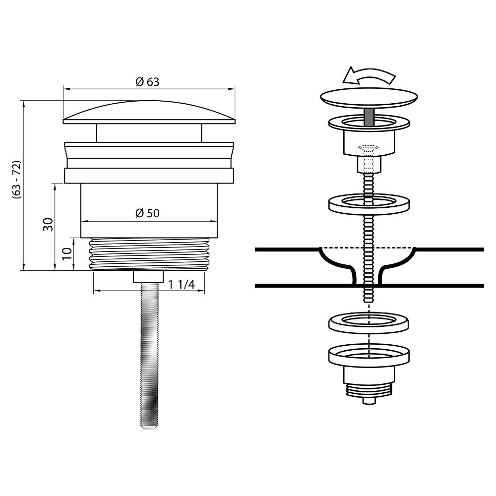 Differnz Differnz Afvoerplug – Pop Up – Design – Gun Metal