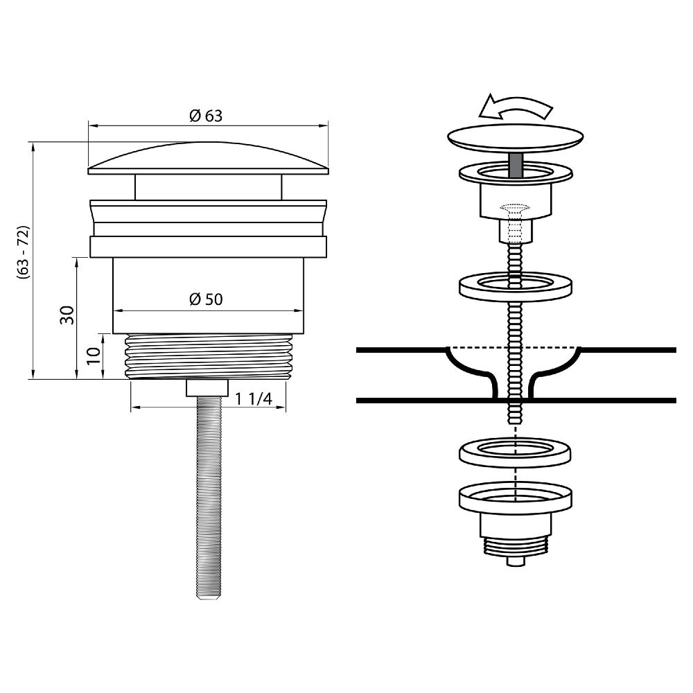 Differnz Differnz Afvoerplug – Pop Up – Design – Mat Goud