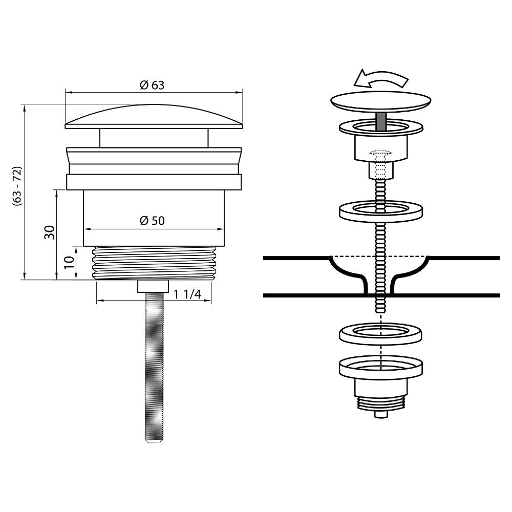 Differnz Differnz Afvoerplug – Pop Up – Design – Mat Zwart