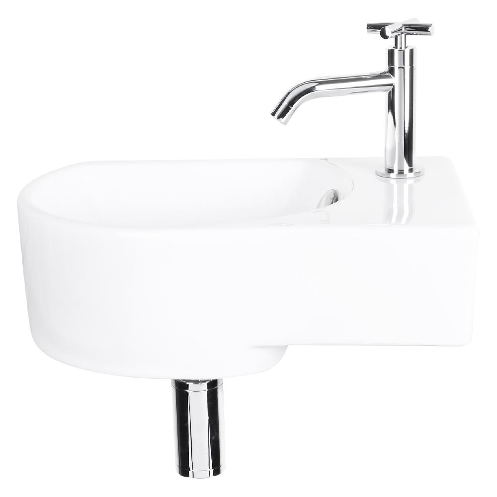 Differnz Differnz Apollo Fonteinset – Keramiek – Kraan Gebogen Kruis Chroom Rechts – 41.5 X 27 X 14 Cm – Wit