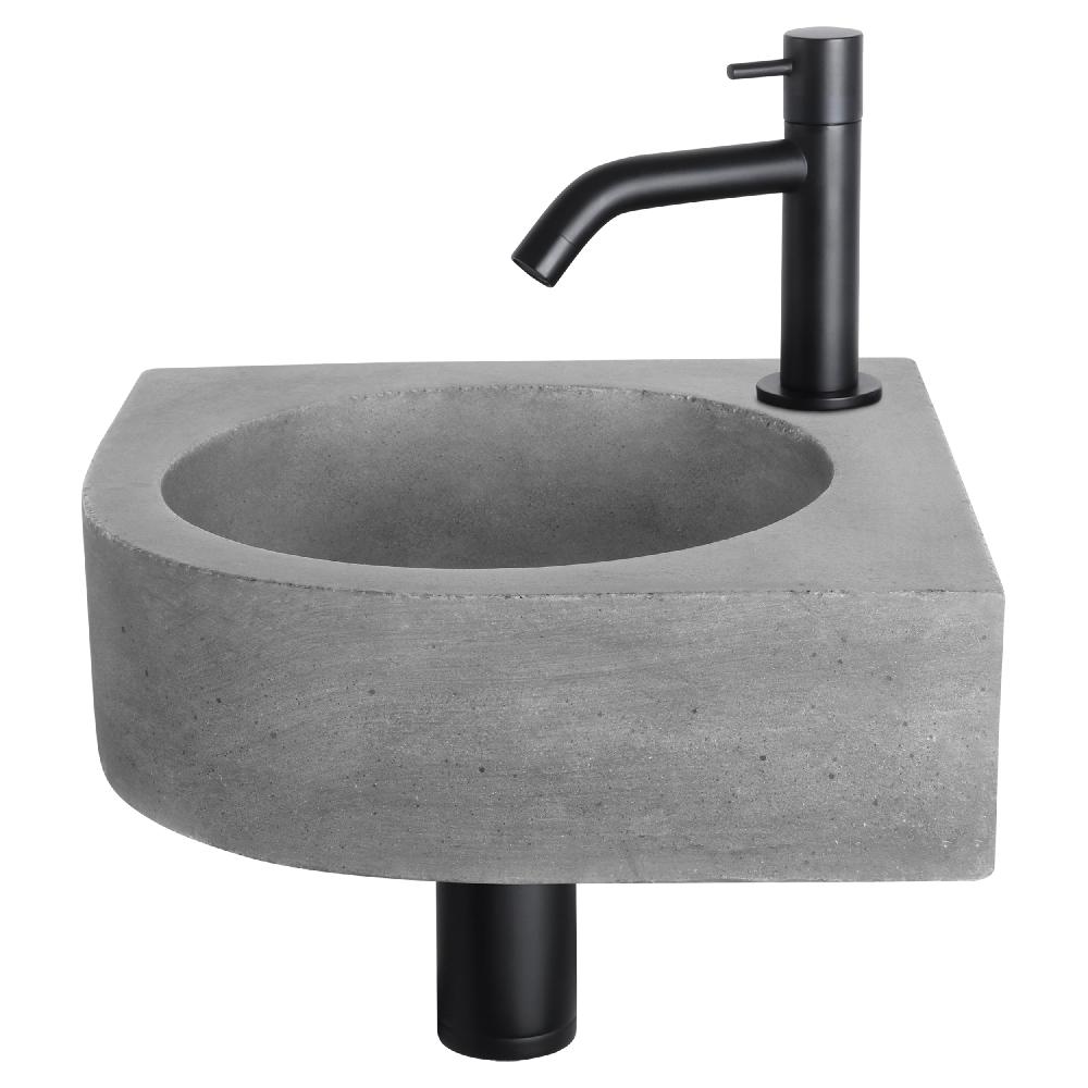 differnz Differnz Cleo fonteinset – beton donkergrijs – kraan gebogen mat zwart – 31.5 x 31.5 x 10 cm