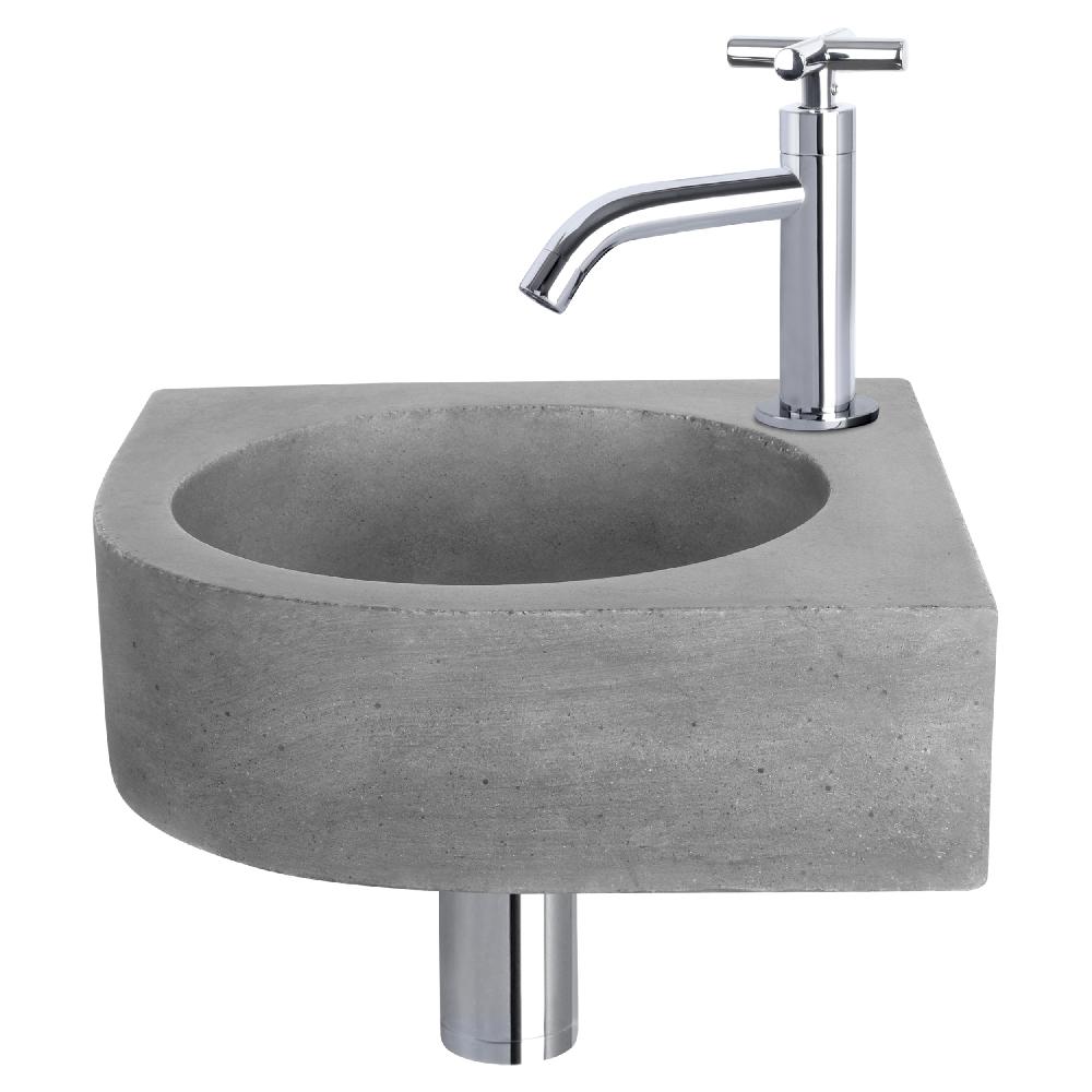 differnz Differnz Cleo fonteinset – beton donkergrijs – kraan kruis chroom – 31.5 x 31.5 x 10 cm