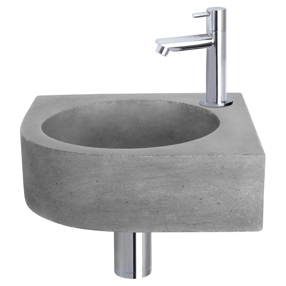 differnz Differnz Cleo fonteinset – beton donkergrijs – kraan recht chroom – 31.5 x 31.5 x 10 cm