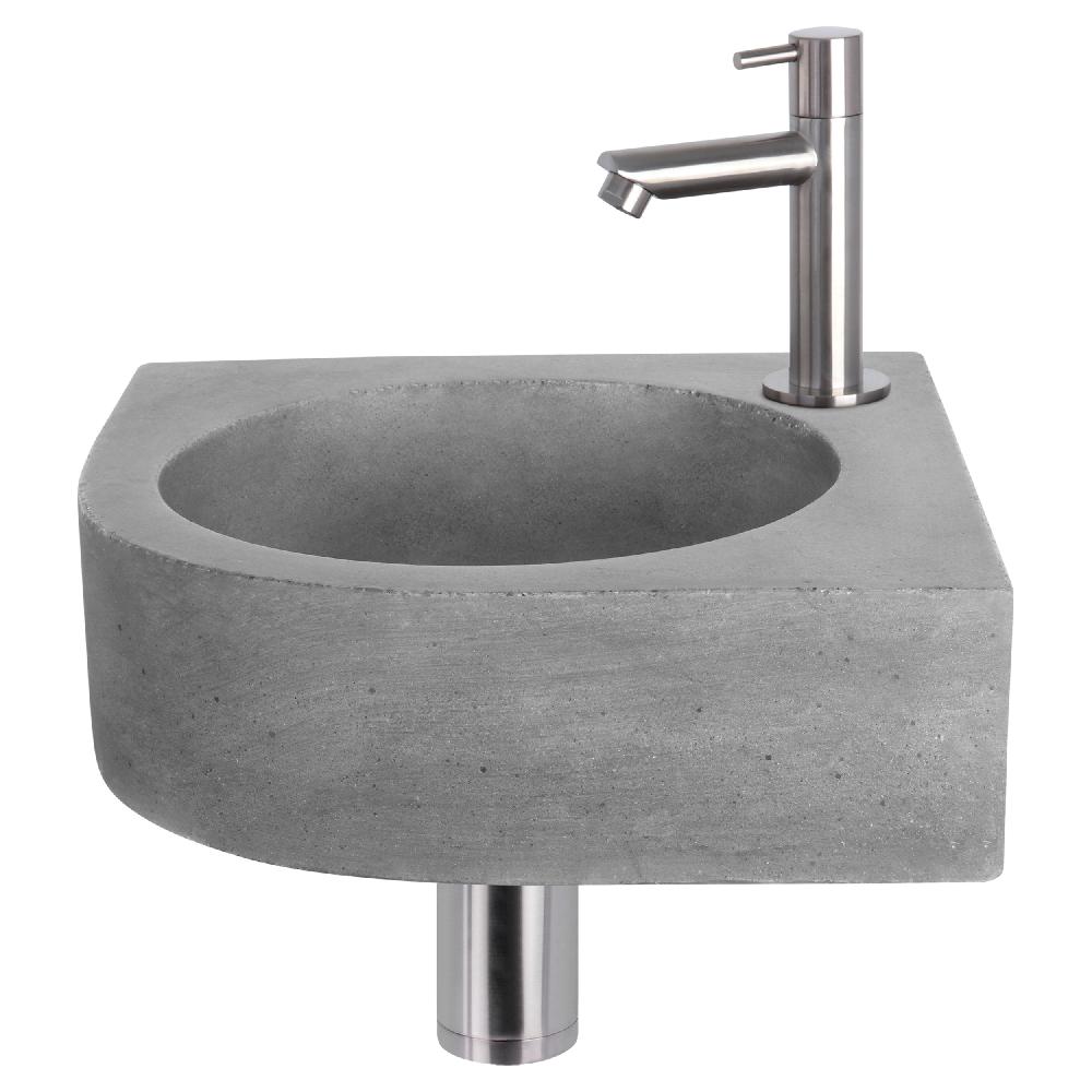 differnz Differnz Cleo fonteinset – beton donkergrijs – kraan recht mat chroom – 31.5 x 31.5 x 10 cm