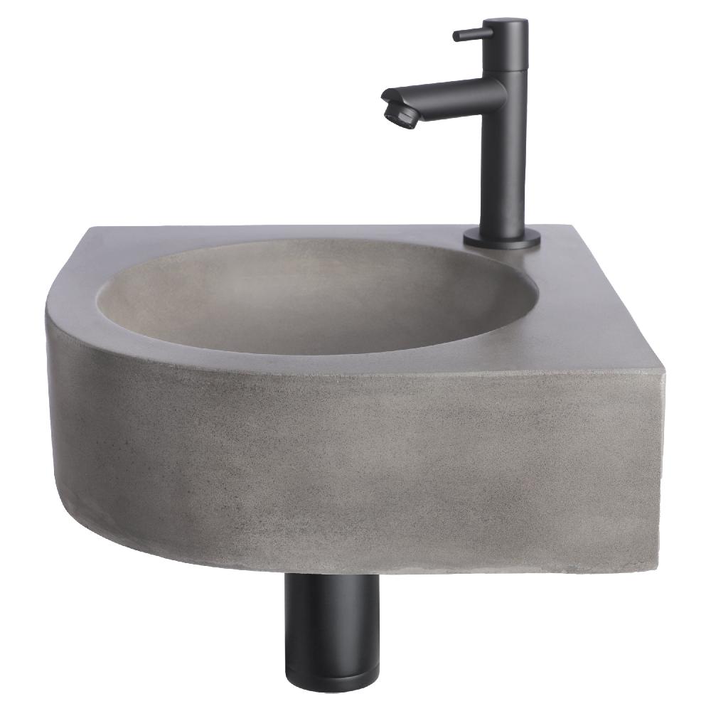 differnz Differnz Cleo fonteinset – beton donkergrijs – kraan recht mat zwart – 31.5 x 31.5 x 10 cm