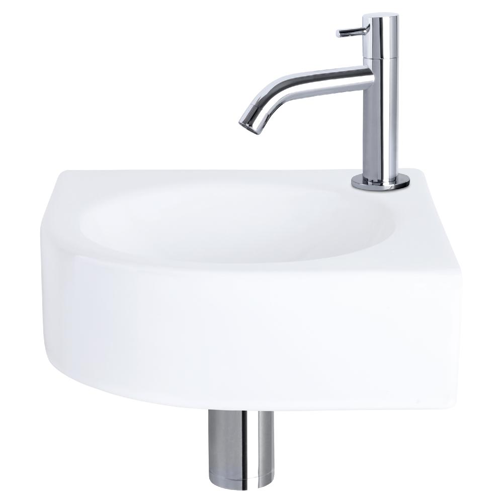 differnz Differnz Cleo fonteinset – keramiek – kraan gebogen chroom – 30 x 30 x 10 cm