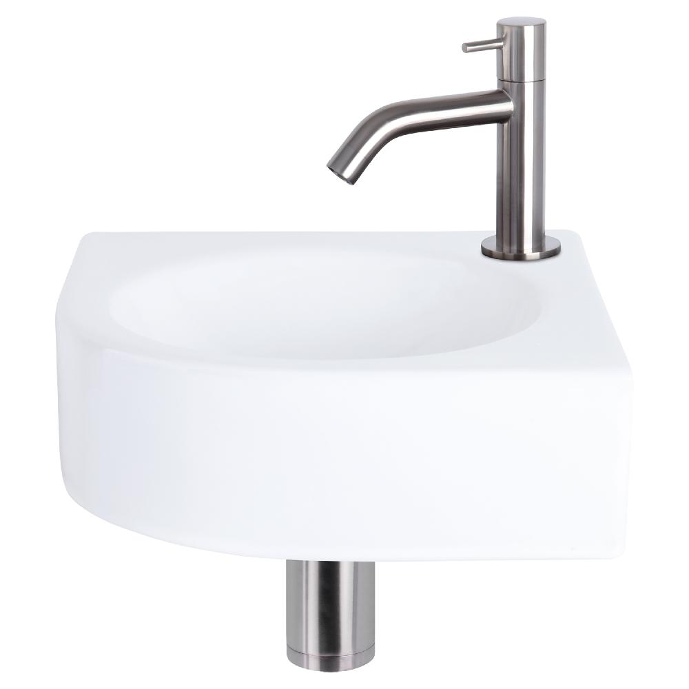 differnz Differnz Cleo fonteinset – keramiek – kraan gebogen mat chroom – 30 x 30 x 10 cm