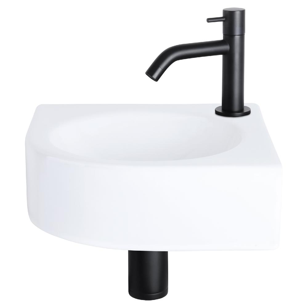 differnz Differnz Cleo fonteinset – keramiek – kraan gebogen mat zwart – 30 x 30 x 10 cm