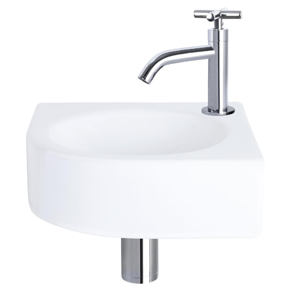 differnz Differnz Cleo fonteinset – keramiek – kraan kruis chroom – 30 x 30 x 10 cm