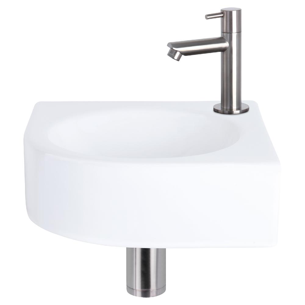 differnz Differnz Cleo fonteinset – keramiek – kraan recht mat chroom – 30 x 30 x 10 cm