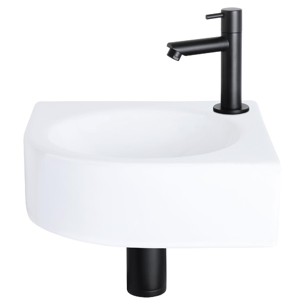 differnz Differnz Cleo fonteinset – keramiek – kraan recht mat zwart – 30 x 30 x 10 cm