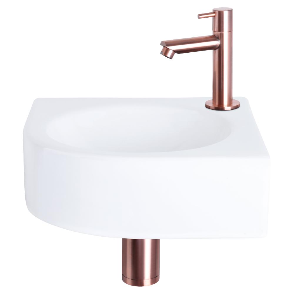 differnz Differnz Cleo fonteinset – keramiek – kraan recht rood koper – 30 x 30 x 10 cm