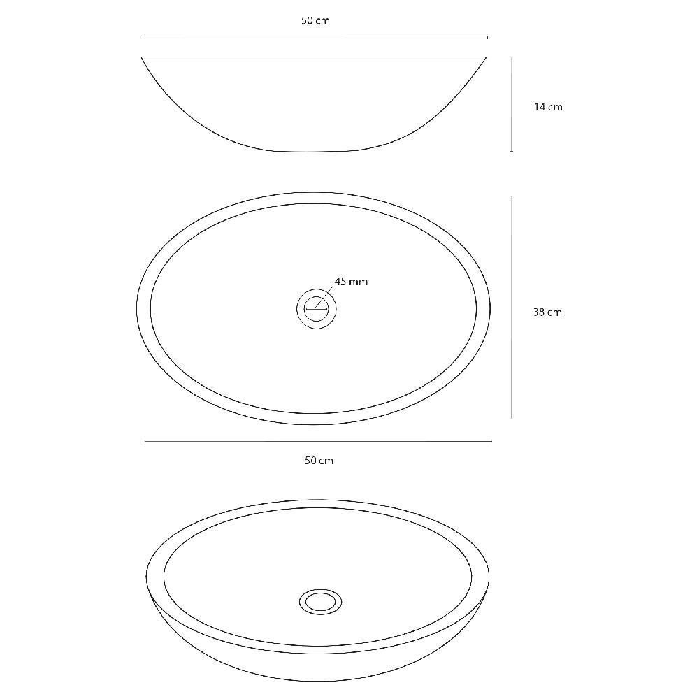 Differnz Differnz Dias Waskom – 50 X 39 Cm – Beton – Donkergrijs