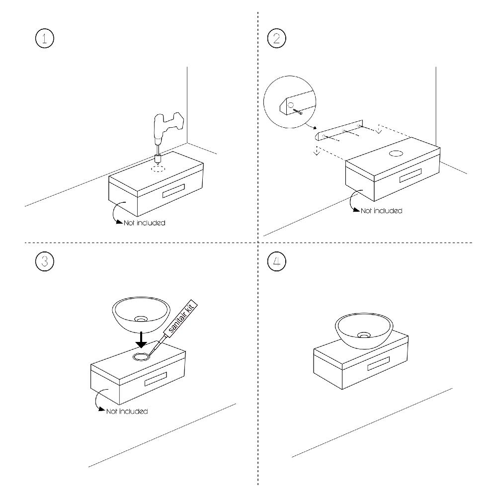 Differnz Differnz Dias Waskom – 50 X 39 Cm – Beton – Donkergrijs