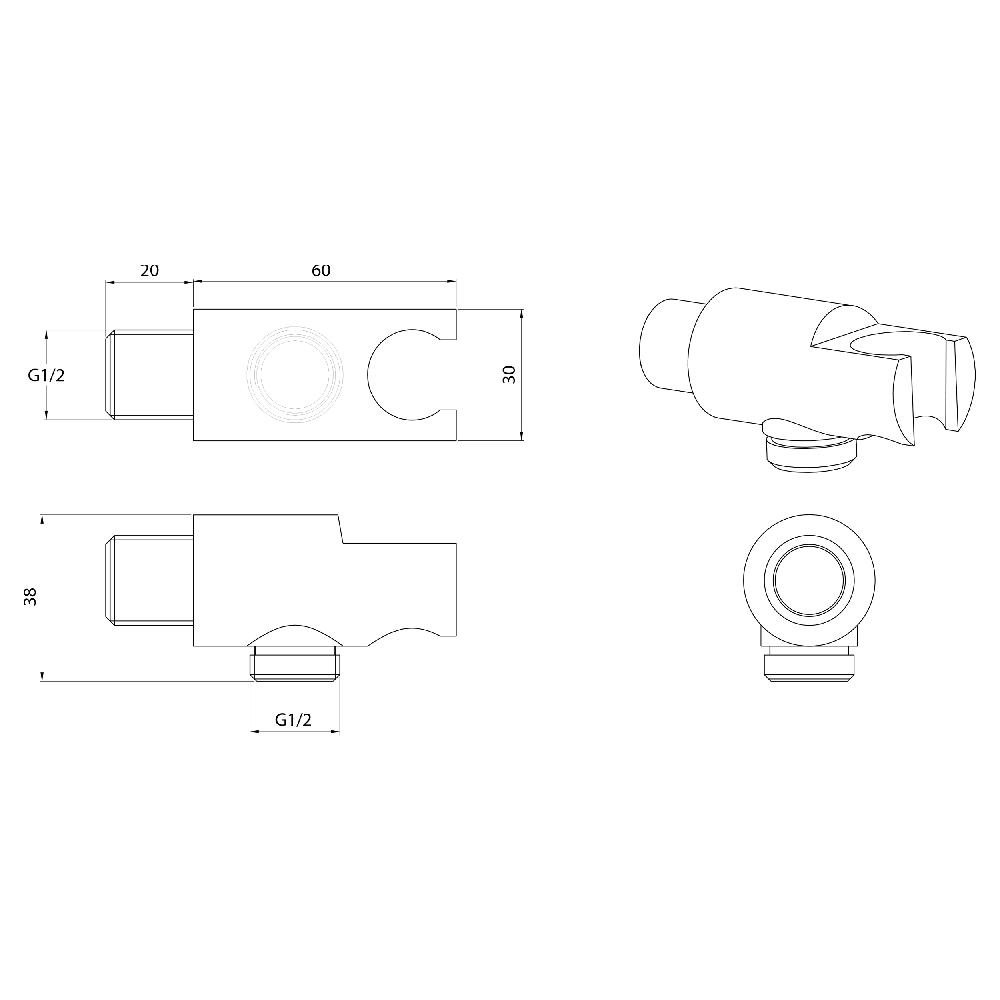 Differnz Differnz Handdouche Houder – Inbouw – Zwart