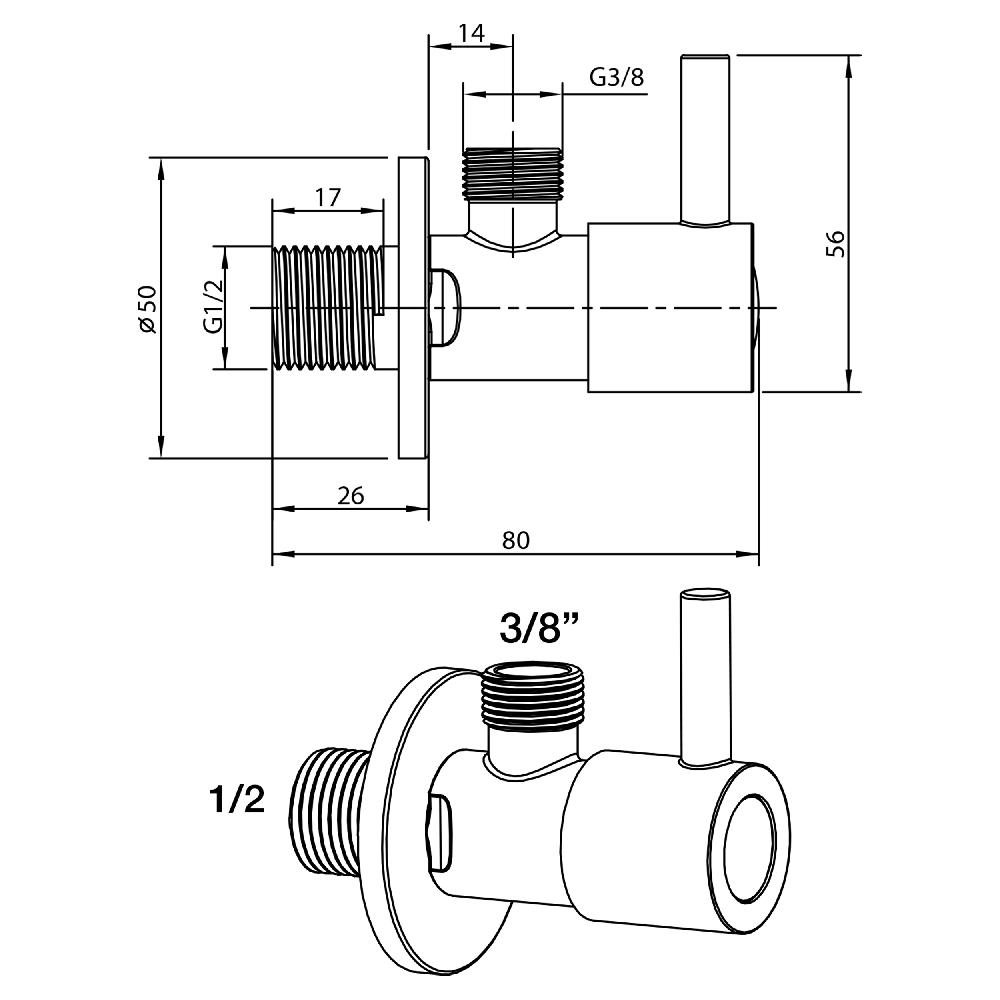 Differnz Differnz Hoekstopkraan – 1/2 X 3/8 – Mat Wit