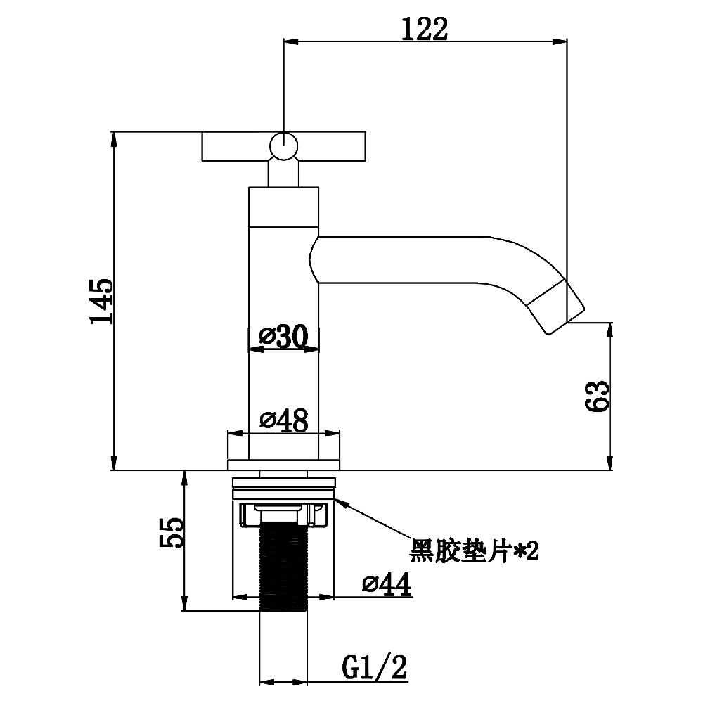 Differnz Differnz Koudwaterkraan – Kruis – Rood Koper