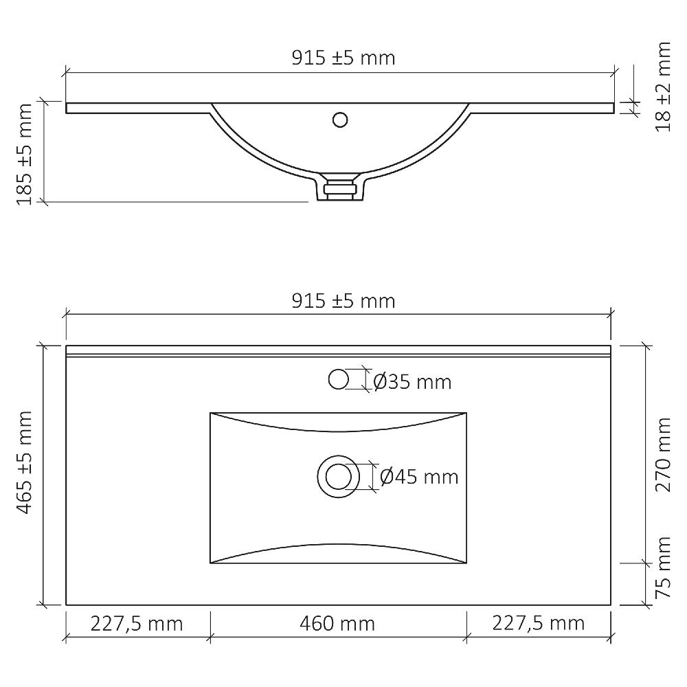 Differnz Differnz Legs Wastafel – 90 Cm – Keramiek – Wit