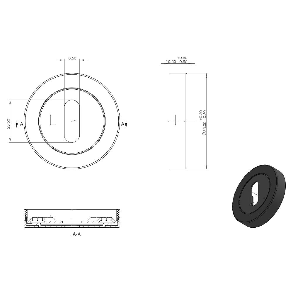 Differnz Differnz Rozet – Rond – Sleutel – Gun Metal