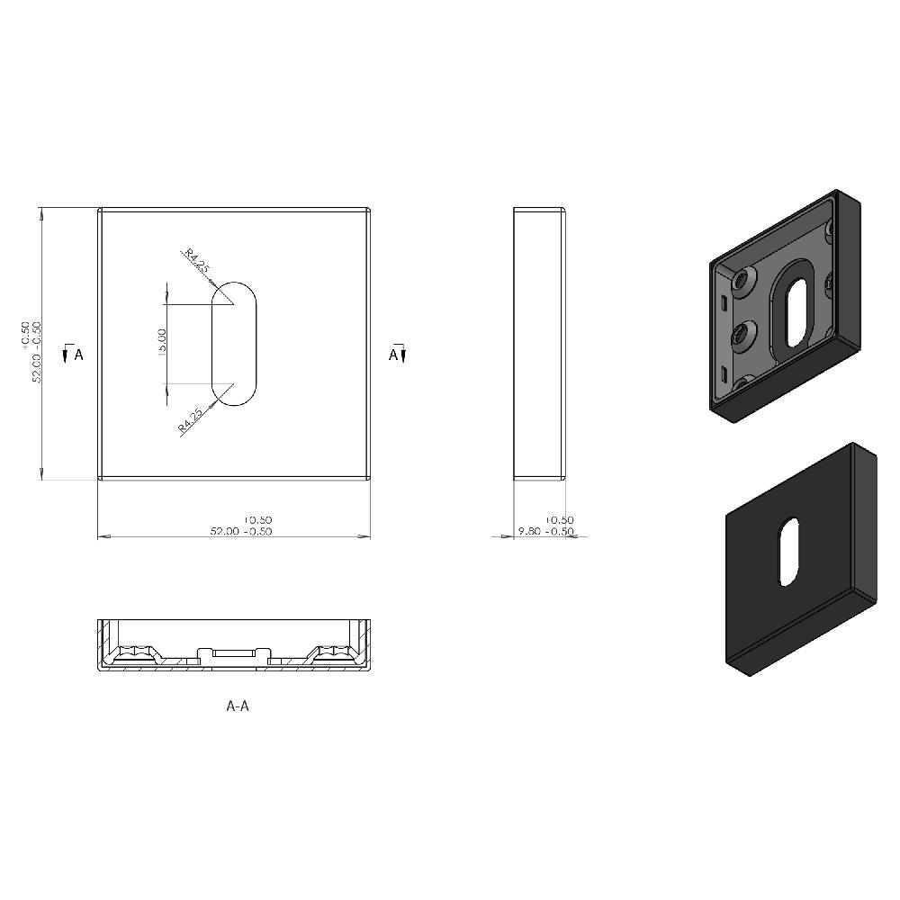 Differnz Differnz Rozet – Vierkant – Sleutel – Gun Metal