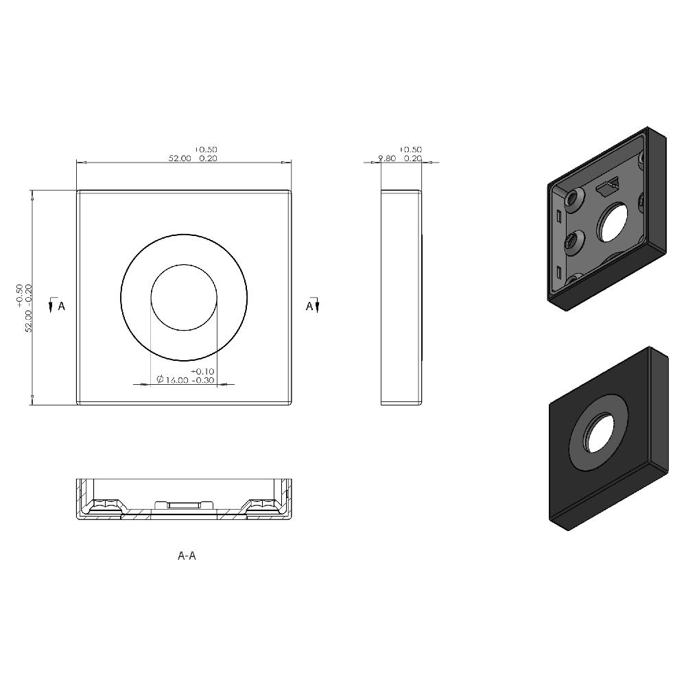 Differnz Differnz Rozet – Vierkant – WC – Gun Metal