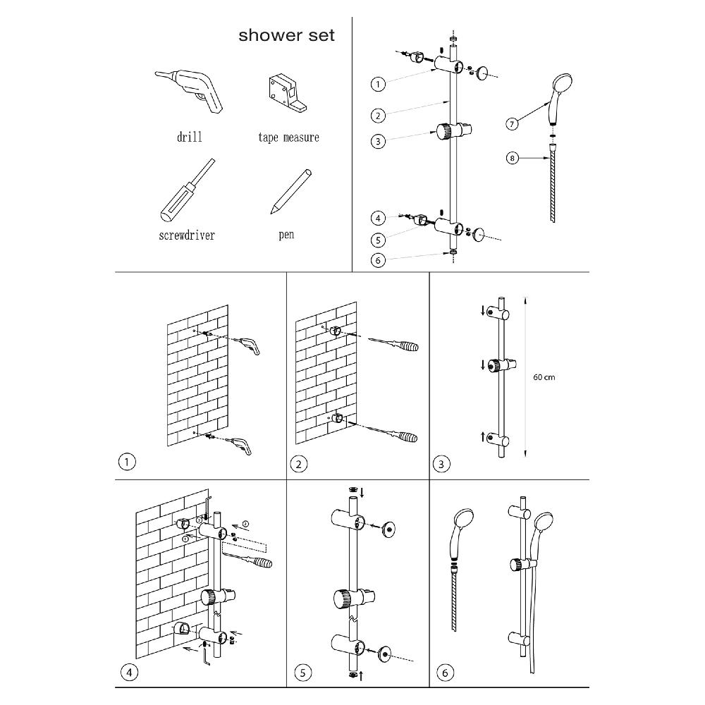 Differnz Differnz Doucheset 3 Standen – Metaal – Chroom