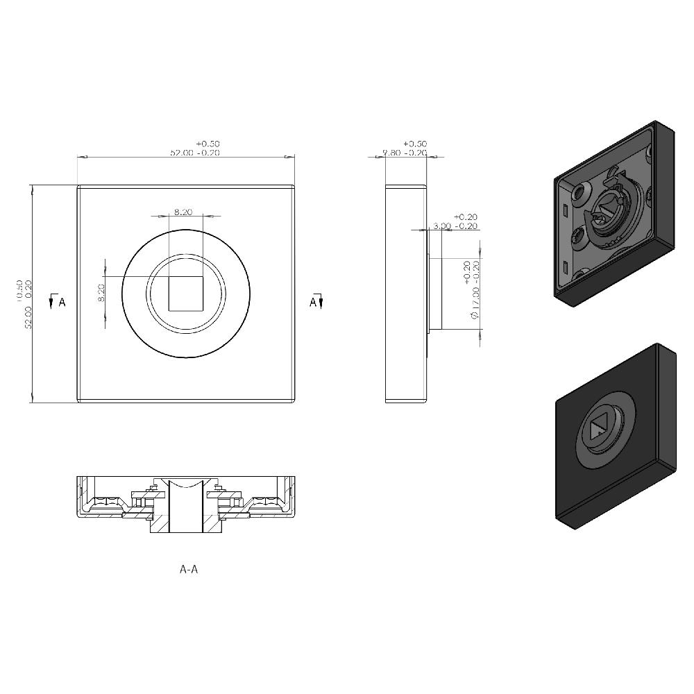 Differnz Differnz Eindhoven Deurkruk – Vierkant Rozet – Blind – Goud