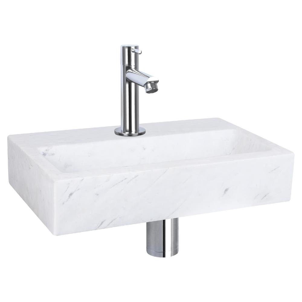 differnz Differnz Flat fonteinset – marmer – kraan recht chroom – 38 x 24 x 8 cm