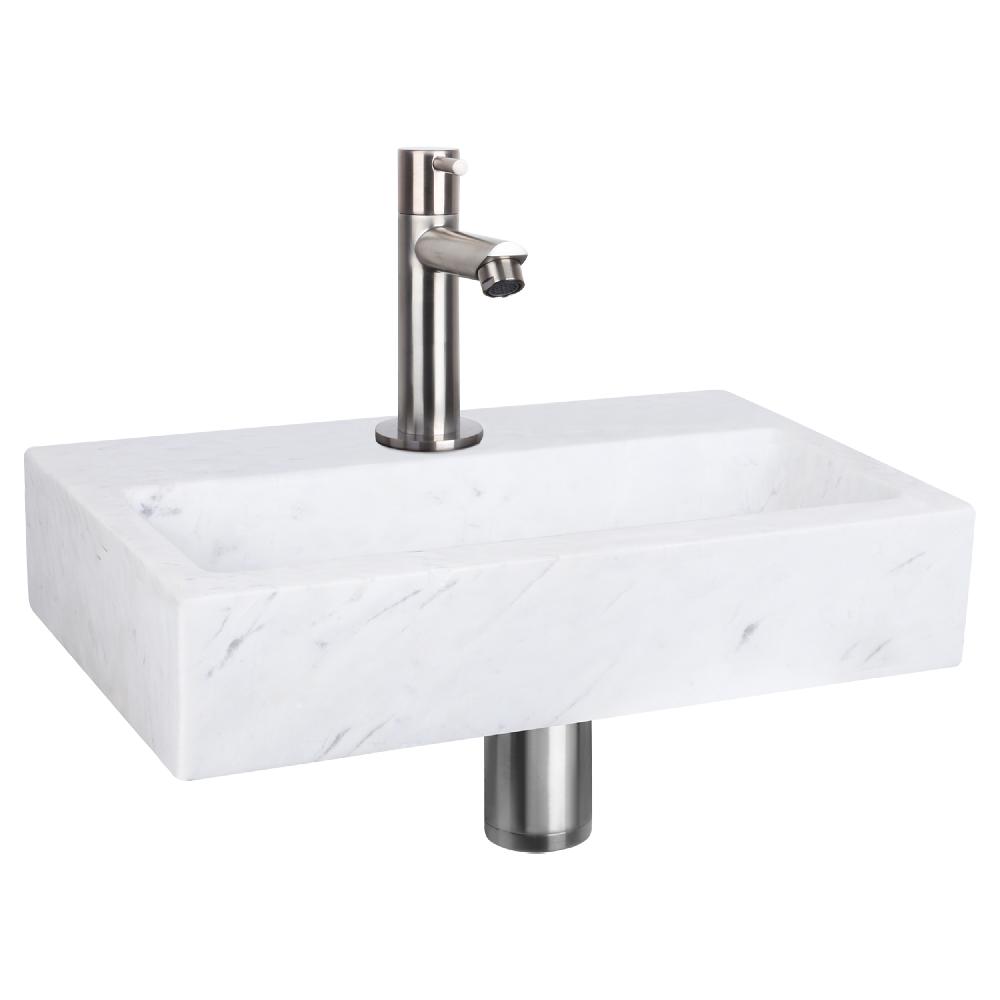 differnz Differnz Flat fonteinset – marmer – kraan recht mat chroom – 38 x 24 x 8 cm