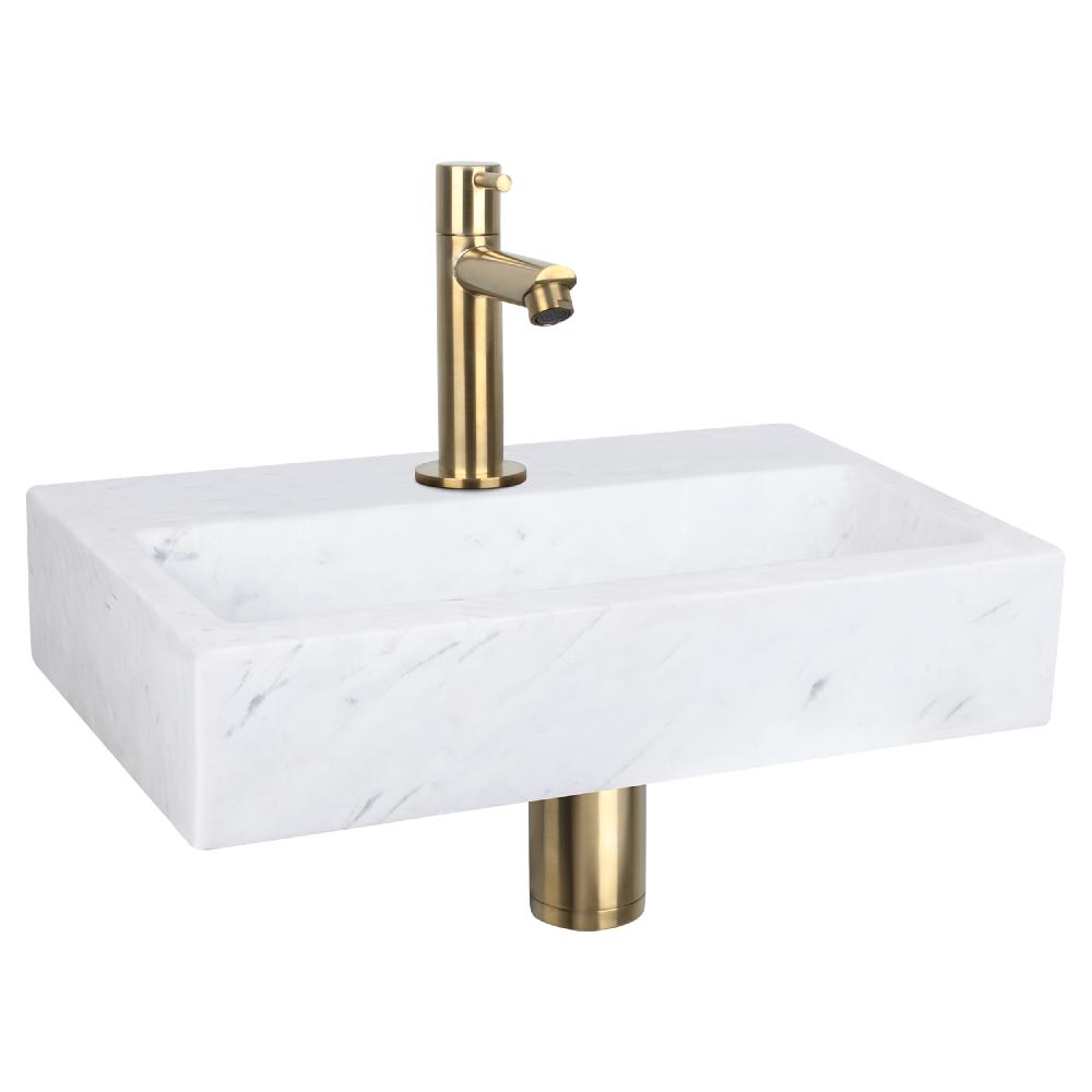 differnz Differnz Flat fonteinset – marmer – kraan recht mat goud – 38 x 24 x 8 cm