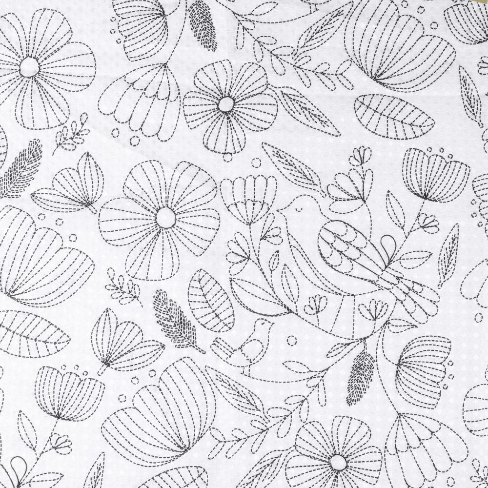 differnz Differnz Flower douchegordijn – verzwaarde onderzoom – polyester – 120 x 200 cm – zwart/wit