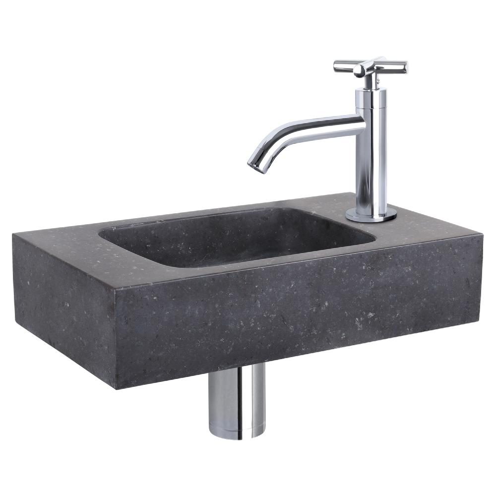 differnz Differnz fonteinset – bombai black – natuursteen – kraan kruis chroom – 40 x 22 x 9 cm