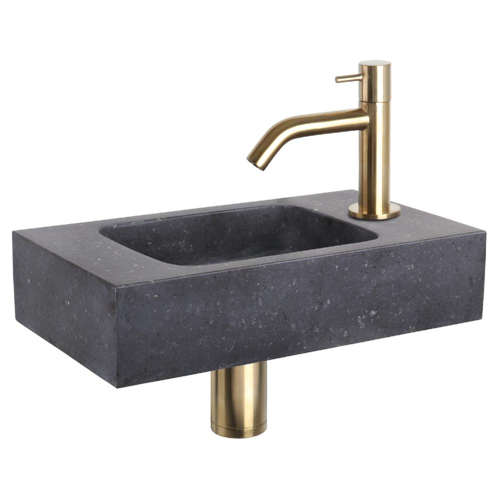 differnz Differnz fonteinset – bombai black – natuursteen – kraan gebogen mat goud – 40 x 22 x 9 cm