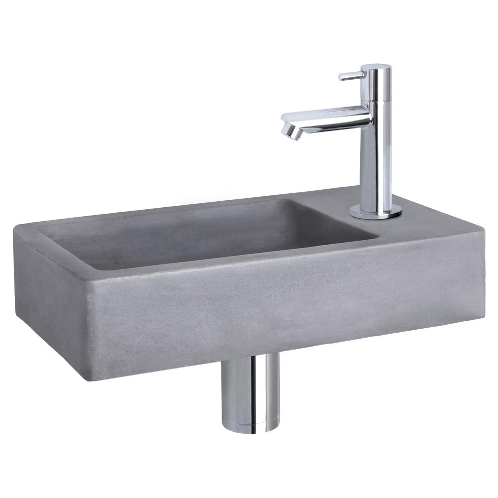 differnz Differnz Force fonteinset – beton donkergrijs – kraan recht chroom – 40 x 22 x 8 cm