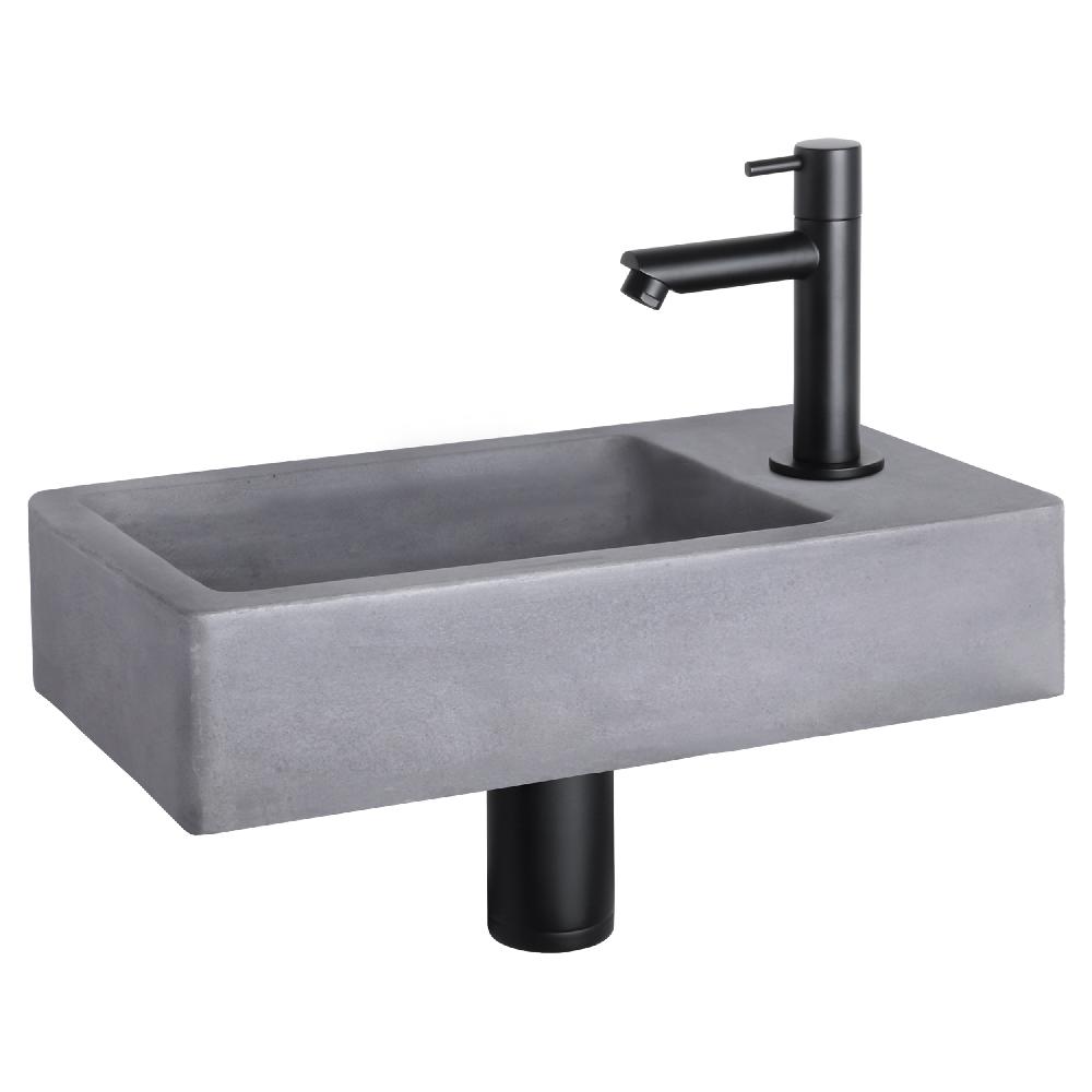 differnz Differnz Force fonteinset – beton donkergrijs – kraan recht mat zwart – 40 x 22 x 8 cm