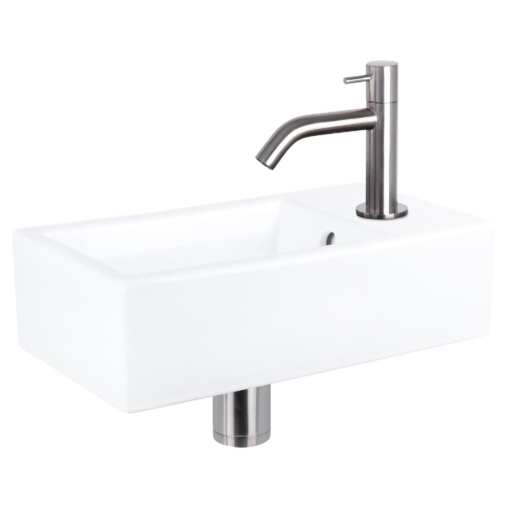 differnz Differnz Force fonteinset – keramiek – kraan gebogen mat chroom – 40 x 22 x 11.5 cm