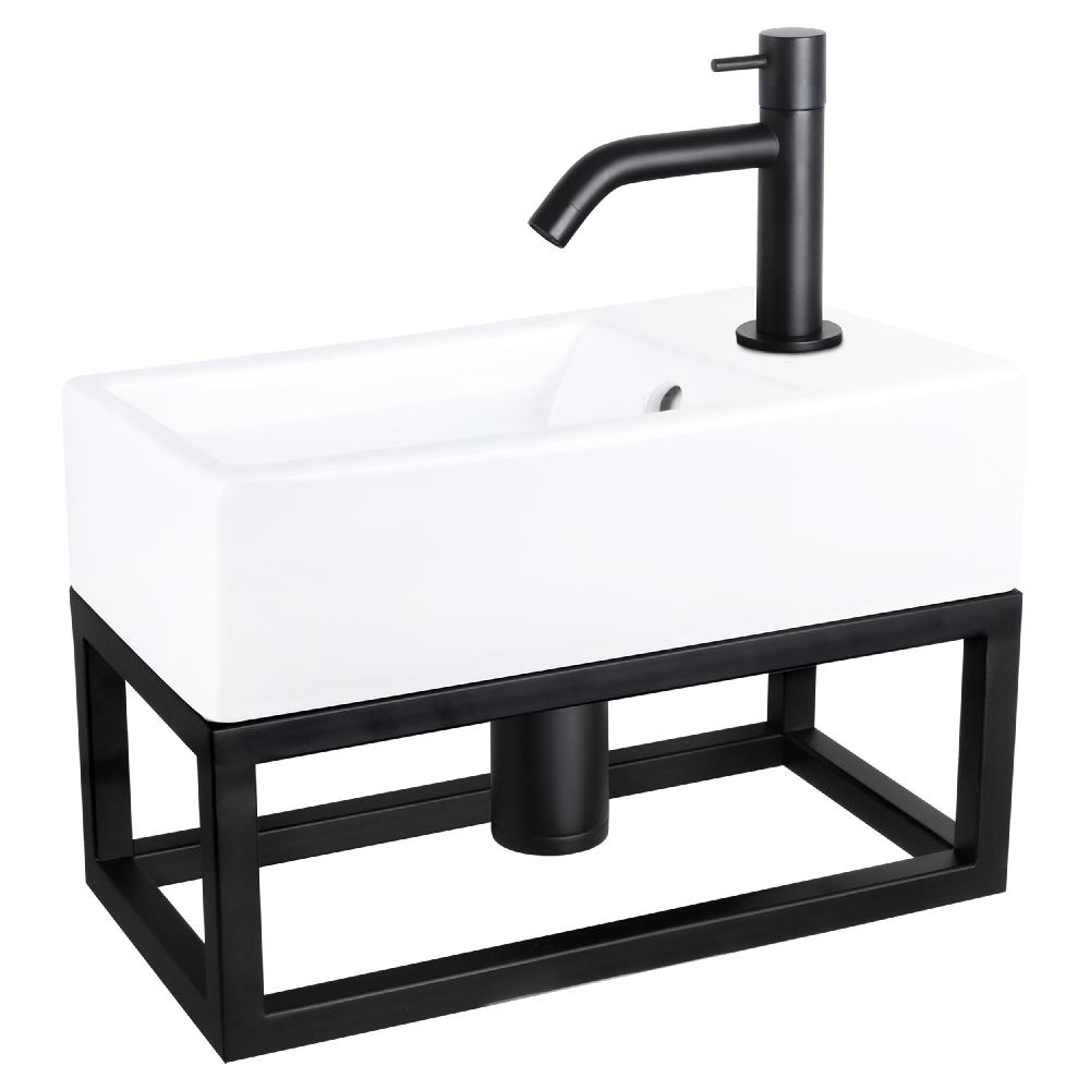 differnz Differnz Force fonteinset – keramiek – kraan gebogen mat zwart – 40 x 22 x 11.5 cm – met handdoekrek differnz Differnz Force fonteinset – keramiek – kraan gebogen mat zwart – 40 x 22 x 11.5 cm – met handdoekrek